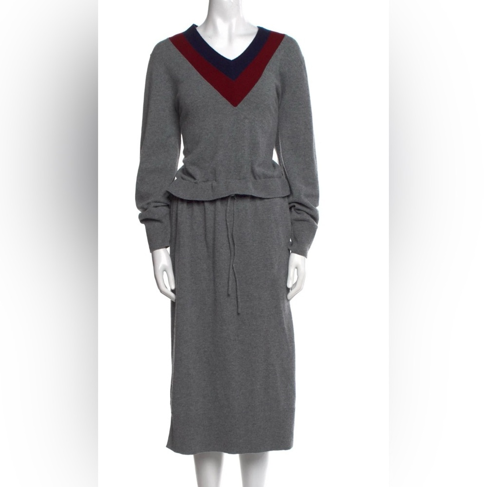 Sandro Designer‎ V-Neck Wool Cashmere Blend Long Sweater Dress, Retails $430.